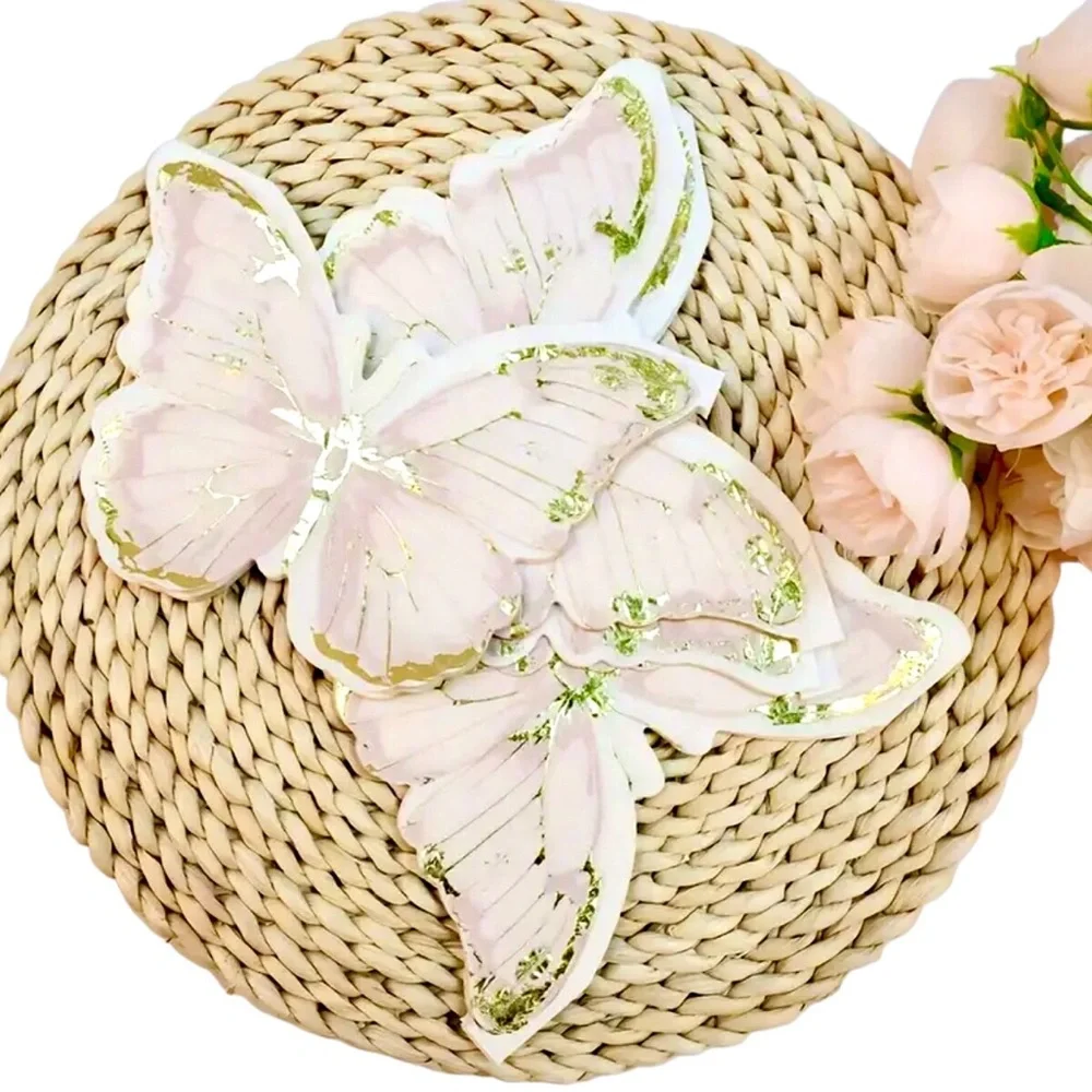 Pink and Gold Foil Butterfly Shaped Paper Napkins, 20ct